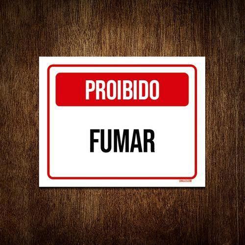 Imagem de Kit 10 Placa Sinalização - Proibido Fumar Vermelho