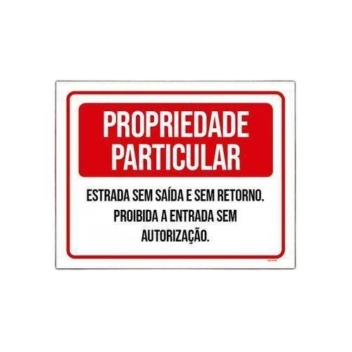 Imagem de Kit 10 Placa Sinalização - Propriedade Particular Sem Saída