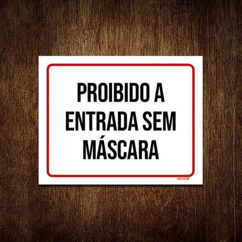 Imagem de Kit 10 Placa Vermelha - Proibido Entrada Sem Máscara