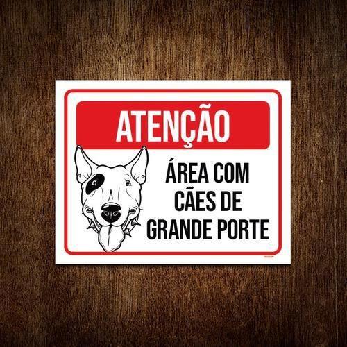 Imagem de Kit 10 Placas Atenção Área Cães Grande Porte Pitbull 46cm