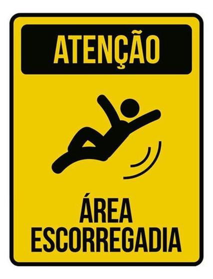 Imagem de Kit 10 Placas Atenção Área Escorregadia Ícone 36X46