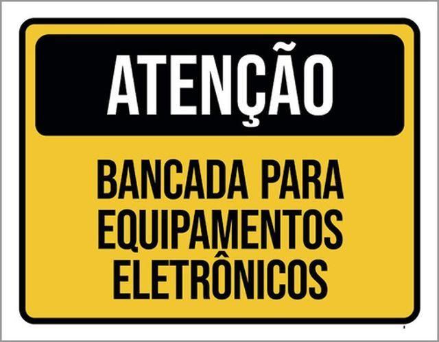 Imagem de Kit 10 Placas Atenção Banca Equipamentos Eletrônicos 36X46