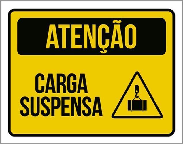 Imagem de Kit 10 Placas Atenção Carga Suspensa Ícone 36X46