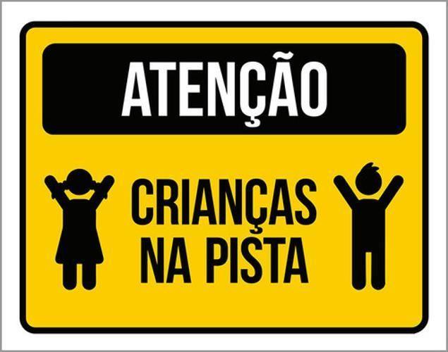 Imagem de Kit 10 Placas Atenção Crianças Na Pista 36X46