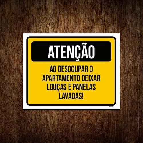 Imagem de Kit 10 Placas Atenção Desocupar Apartamento Lave Louça