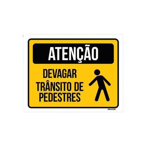 Imagem de Kit 10 Placas Atenção Devagar Trânsito Pedestres