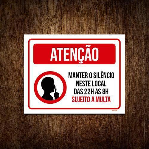 Imagem de Kit 10 Placas Atenção Mantenha Silêncio Neste Local