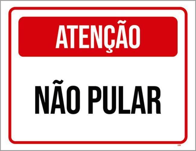 Imagem de Kit 10 Placas Atenção Não Pular Vermelha