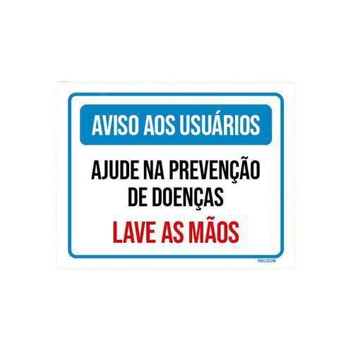 Imagem de Kit 10 Placas Aviso Aos Usuários Ajude Prevenção Lave Mãos