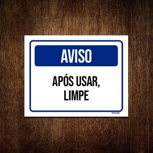 Imagem de Kit 10 Placas Aviso Após Usar Limpe