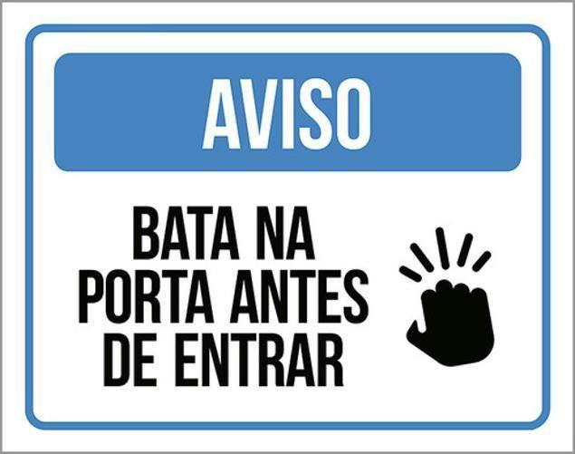 Imagem de Kit 10 Placas Aviso Bata Na Porta Antes De Entrar 36X46