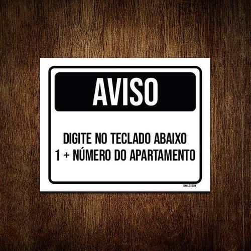 Imagem de Kit 10 Placas Aviso Digite Teclado Abaixo Número Apartamento