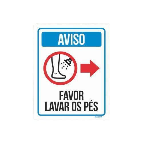 Imagem de Kit 10 Placas Aviso Higienete Favor Lavar Os Pés