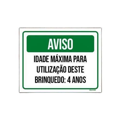 Imagem de Kit 10 Placas Aviso Idade Máxima Utilização Brinquedo 4 Anos