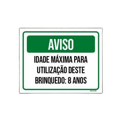 Imagem de Kit 10 Placas Aviso Idade Máxima Utilização Brinquedo 8 Anos