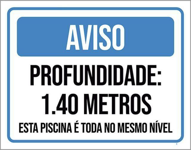 Imagem de Kit 10 Placas Aviso Profundidade 1 E 40 Metros Piscina 36X46