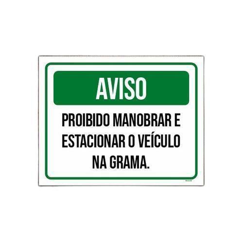 Imagem de Kit 10 Placas Aviso Proibido Manobrar Estacionar Na Grama