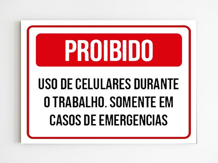 Imagem de kit 10 placas aviso proibido uso de celulares no trabalho