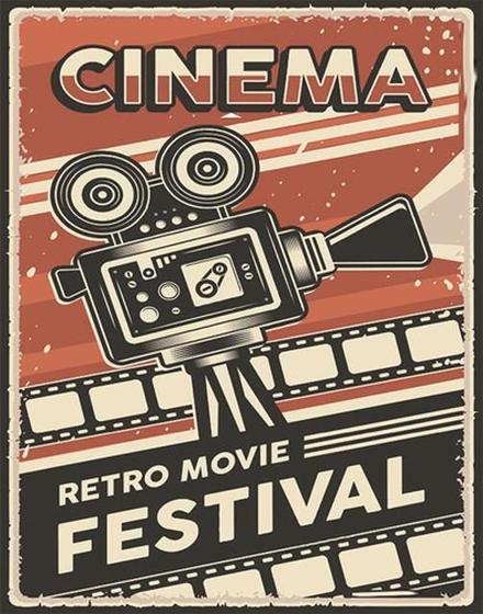 Imagem de Kit 10 Placas Cinema Retro Movie Festival 36X46