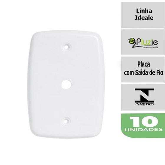 Imagem de Kit 10 Placas com saida de fio Ideale Pluzie 4x2 branca