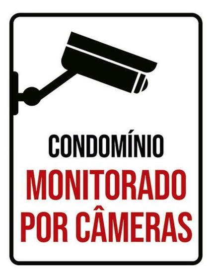 Imagem de Kit 10 Placas Condomínio Monitorado Câmeras 36X46