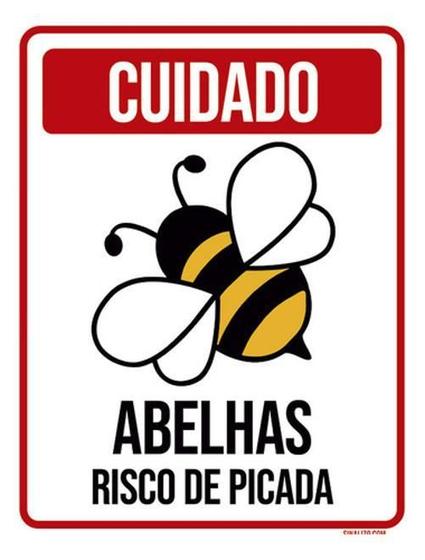 Imagem de Kit 10 Placas Cuidado Abelhas Risco Picada 36X46