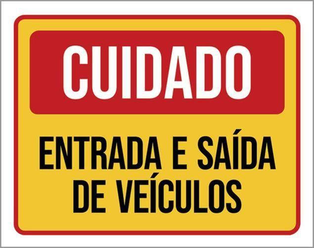 Imagem de Kit 10 Placas Cuidado Entrada E Saída De Veículos Vermelha