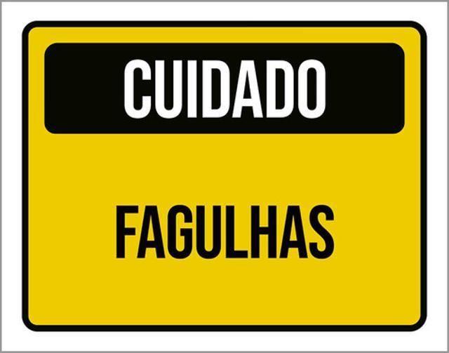 Imagem de Kit 10 Placas Cuidado Fagulhas Amarela 36X46