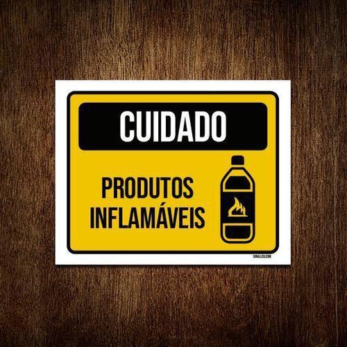 Imagem de Kit 10 Placas Cuidado Produtos Inflamáveis