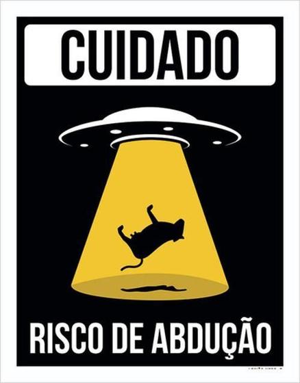 Imagem de Kit 10 Placas Cuidado Risco Abdução Vaca 36X46