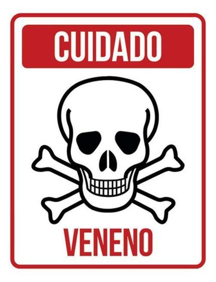 Imagem de Kit 10 Placas Cuidado Veneno Caveira Vermelha 36X46