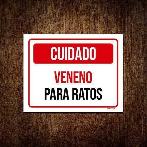 Imagem de Kit 10 Placas Cuidado Veneno Para Ratos