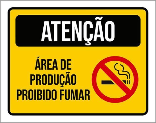 Imagem de Kit 10 Placas De Atenção Área Produção Não Fume 36X46