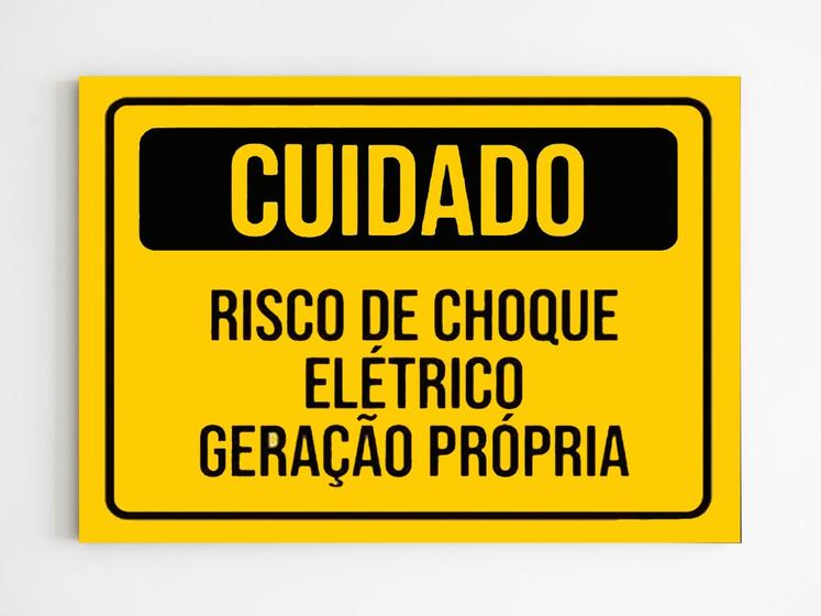 Imagem de kit 10 Placas de aviso choque elétrico geração própria mdf