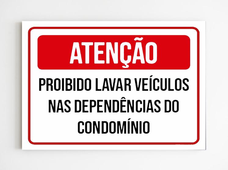 Imagem de kit 10 placas de aviso proibido lavar veículos no condomínio