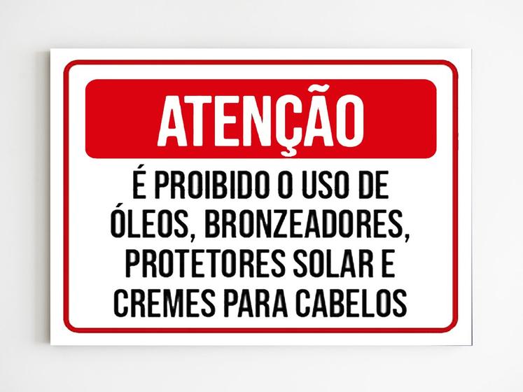 Imagem de kit 10 placas de aviso proibido uso de óleos na piscina mdf