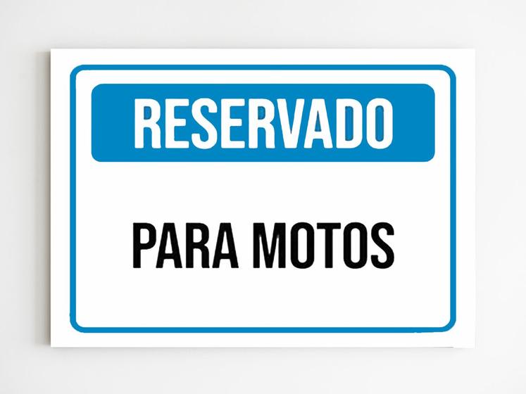 Imagem de kit 10 Placas de aviso reservado para motos sinalização a4