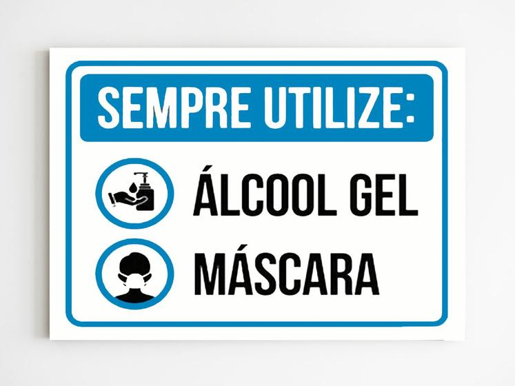 Imagem de Kit 10 Placas de aviso sempre utilize álcool gel mascara