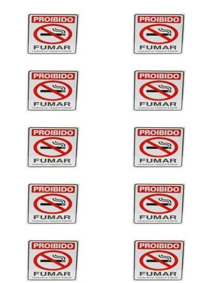 Imagem de KIT 10 PlacaS DE Sinalizacão 20x15 Proibido Fumar C/ NFE