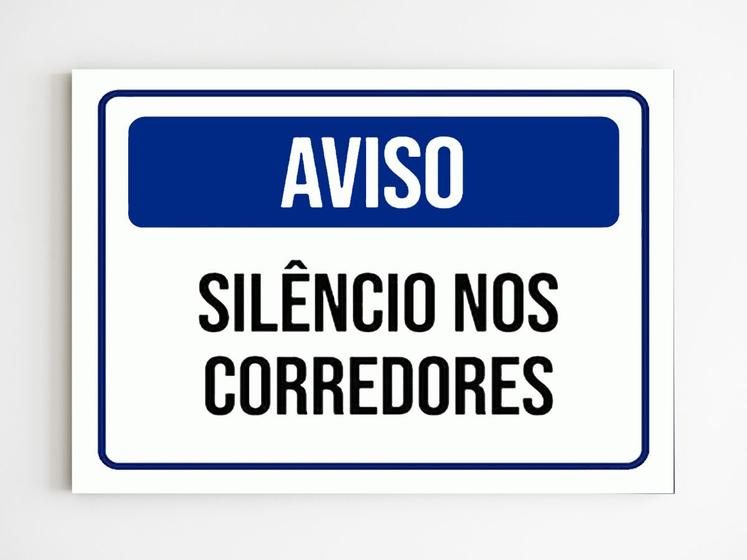 Imagem de kit 10 placas de sinalização silêncio nos corredores mdf