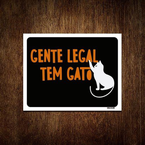 Imagem de Kit 10 Placas Decorativa - Gente Legal Tem Gato