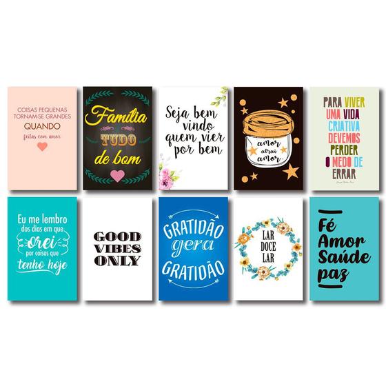 Imagem de Kit 10 Placas Decorativas Com Frases Motivacionais Mdf