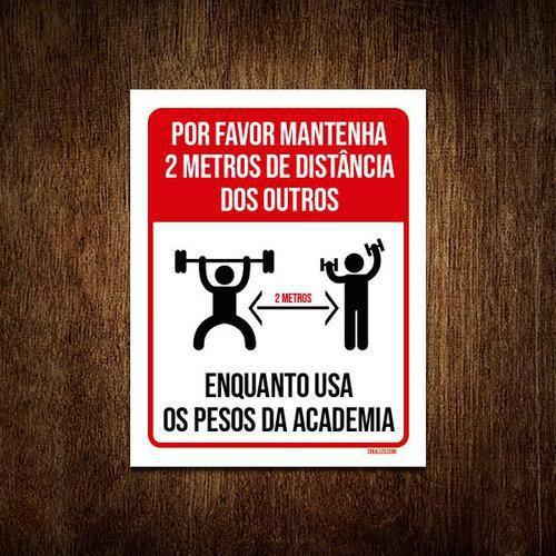 Imagem de Kit 10 Placas Distanciamento Social Academia Use Pesos