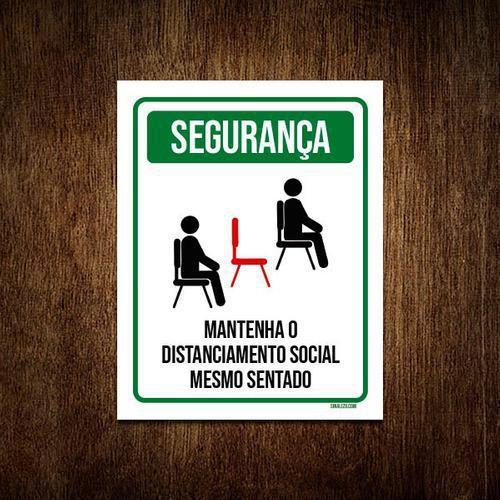 Imagem de Kit 10 Placas Distanciamento Social Mantenha Mesmo Sentado