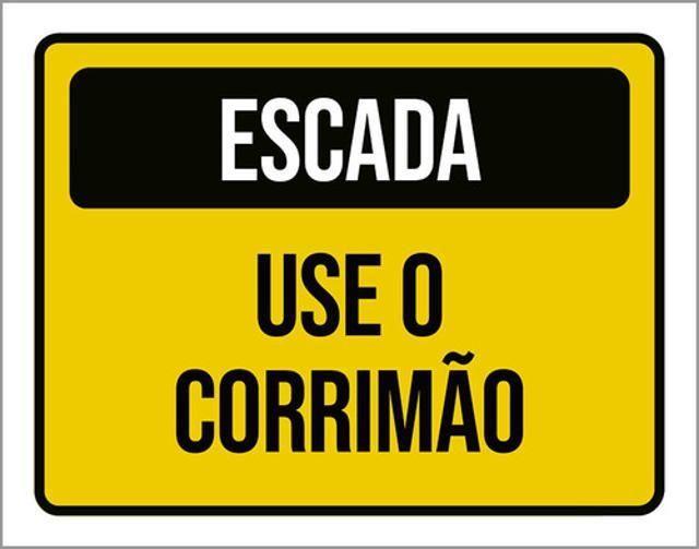 Imagem de Kit 10 Placas Escada Use Corrimão Amarela 36X46