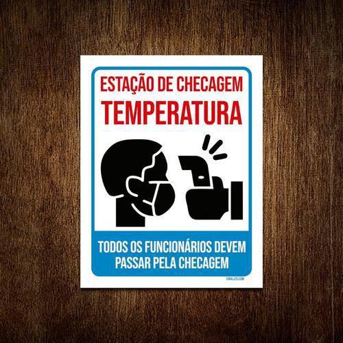 Imagem de Kit 10 Placas Estação Checagem Temperatura Funcionários