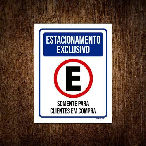 Imagem de Kit 10 Placas Estacionamento Exclusivo Clientes Em Compra