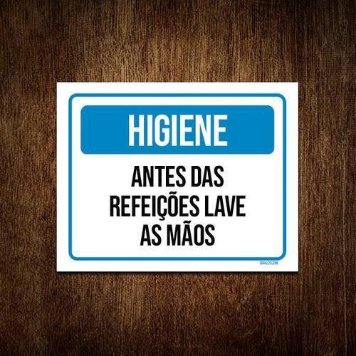 Imagem de Kit 10 Placas Higiene Antes Das Refeições Lave As Mãos