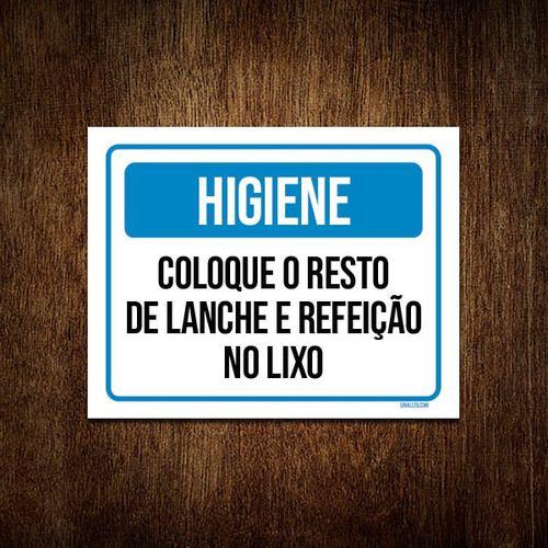 Imagem de Kit 10 Placas Higiene Coloque Resto Lanche Refeição Lixo