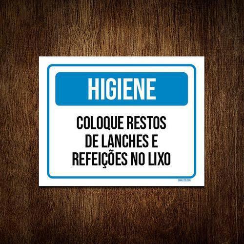 Imagem de Kit 10 Placas Higiene Coloque Resto Lanches Lixo